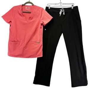 FIGS Scrub Set Technical Collection Womens S/M Pink Black Gorpcore Minimalist